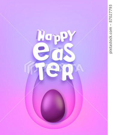 Happy Easter vector greeting card with 3d text Happy Easter vector greeting card with 3d text 87027793