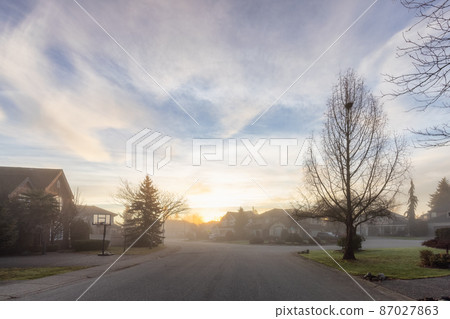 Beautiful Street view in the Residential Neighborhood 87027863