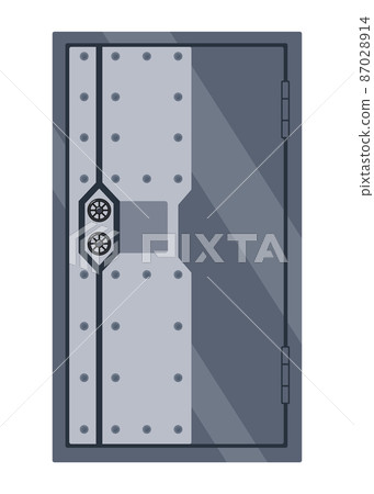 Metal armored safe door. Reliable data protection. Deposit box icon. Protection of personal information. Bank vault door Metal armored safe door. Reliable data protection. Deposit box icon. Protection of personal information. Bank vault door 87028914
