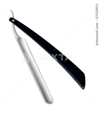 Razor. Beard haircut accessorie. Sharp shave equipment for hygiene or hairstyle isolated on white. Shaving mock up icon 87028953