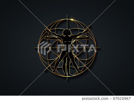 Sacred Geometry Gold Symbol The Vitruvian Man Stock Illustration Pixta