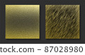 Golden backgrounds set. Shiny Gold grunge halftone texture. Vintage vector illustration. Bright background for christmas cards, luxury flyers or banners. 87028980