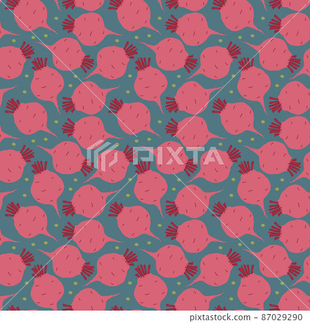 Beetroot Vegetables seamless pattern. Vegetarian healthy bio food background, Vegan organic eco products. Vector illustration 87029290