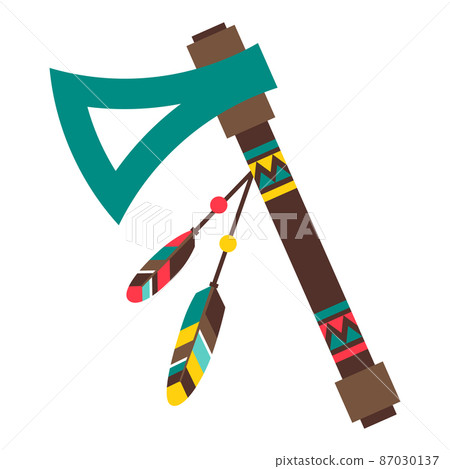 Illustration of american indians tomahawk. Ethnic image in native style. 87030137
