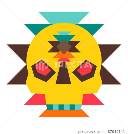 Illustration of american indians skull. Ethnic image in native style. 87030141