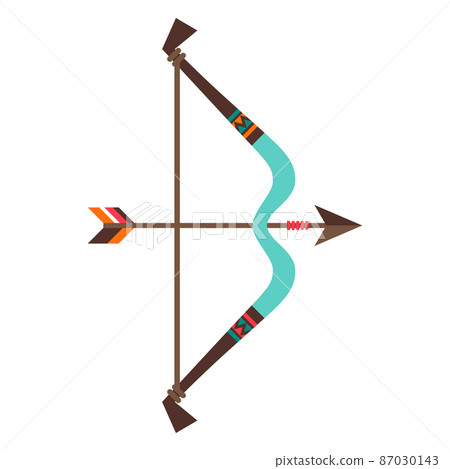 Illustration of american indians bow and arrow. Ethnic image in native style. 87030143