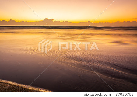 Sun and sea sunset background. Nature composition. 87030795