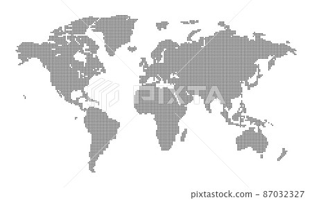 World map formed by dots. Dotted earth map. World map formed by dots. Dotted earth map. 87032327