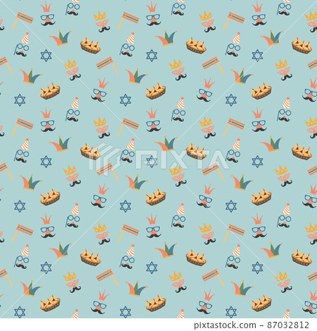 Purim seamless pattern. Traditional Jewish holiday background. vector illustration 87032812