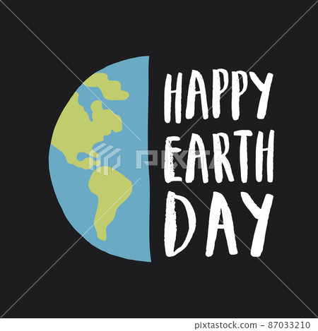 Earth Day celebration greeting card, Happy Earth Day lettering. Vector illustration 87033210