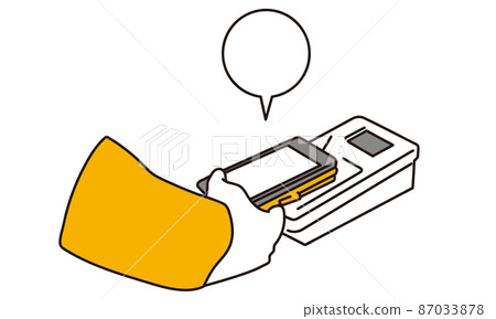 Hands to make touch payments with a smartphone Hands to make touch payments with a smartphone 87033878