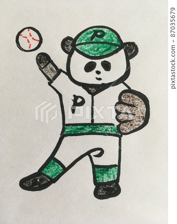 熊貓作為棒球投手努力工作 87035679