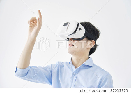 Male 3D goggles white background 87035773