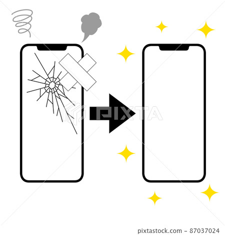 Repair illustration of a smartphone with a broken screen Repair illustration of a smartphone with a broken screen 87037024