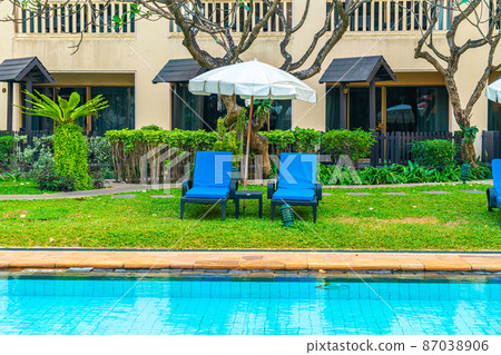 bed pool around swimming pool in hotel resort bed pool around swimming pool in hotel resort 87038906