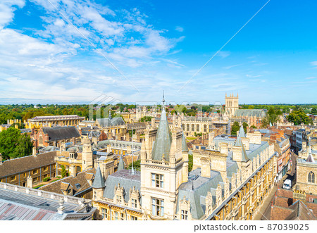 High angle view of the city of Cambridge, UK High angle view of the city of Cambridge, UK 87039025