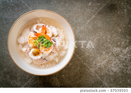 boiled rice soup with seafood boiled rice soup with seafood 87039503