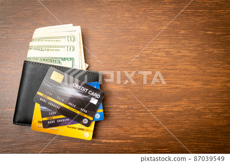 wallet with money and credit card wallet with money and credit card 87039549