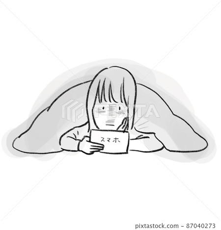一個沉迷於智能手機而無法入睡的女人的手繪草圖 一個沉迷於智能手機而無法入睡的女人的手繪草圖 87040273