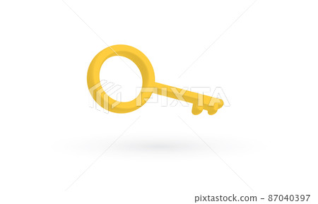 Big golden key on a white background 87040397