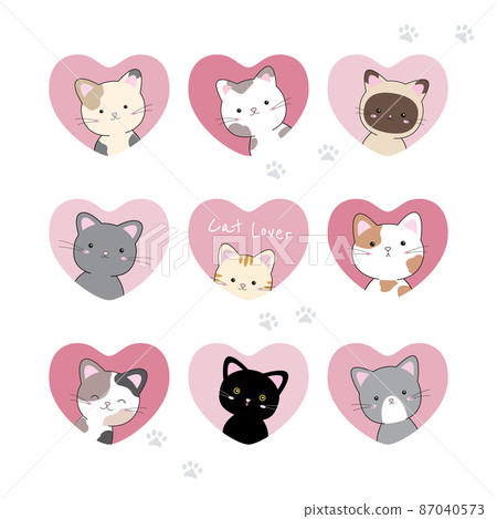 Cat in heart on white background Valentine's day vector illustration Cat in heart on white background Valentine's day vector illustration 87040573
