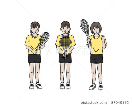 網球女子網球俱樂部活動俱樂部活動運動女孩全身插畫 87040585