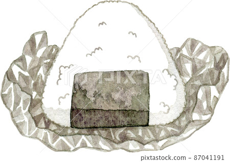 Illustration of rice balls wrapped in aluminum foil 87041191