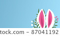 Easter bunny ears banner. Left copy space.  87041192