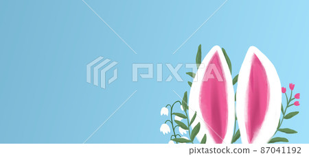 Easter bunny ears banner. Left copy space.  87041192