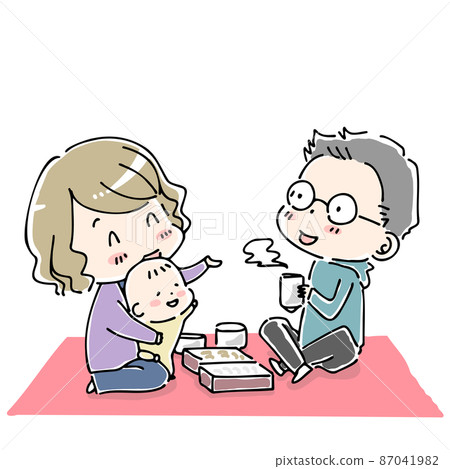 一個鋪野餐單吃便當的家庭 一個鋪野餐單吃便當的家庭 87041982