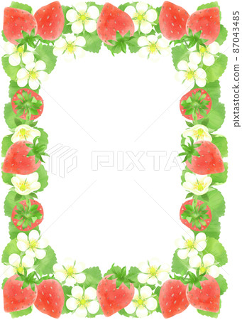 Strawberry watercolor material, decorative frame, decorative material Strawberry watercolor material, decorative frame, decorative material 87043485