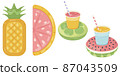 A set of inflatable mattress icons in various shapes for pool parties, beach holidays and hotel vacations. Vector illustration 87043509