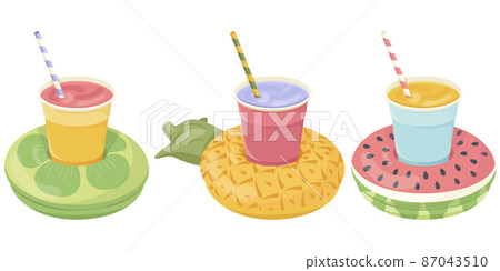 A set of inflatable mattress icons in various shapes for pool parties, beach holidays and hotel vacations. Vector illustration 87043510