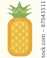 Pineapple Inflatable Mattress Icon for pool party, beach holiday and hotel vacation. Vector illustration 87043511