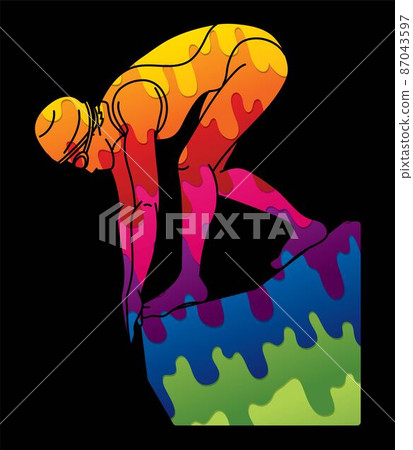 Swimming Sport Swimmer Action Cartoon Graphic Vector 87043597
