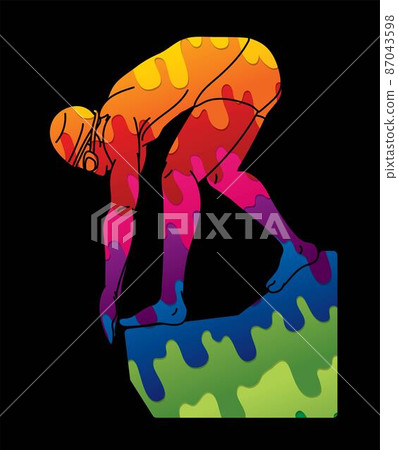 Swimming Sport Swimmer Action Cartoon Graphic Vector 87043598