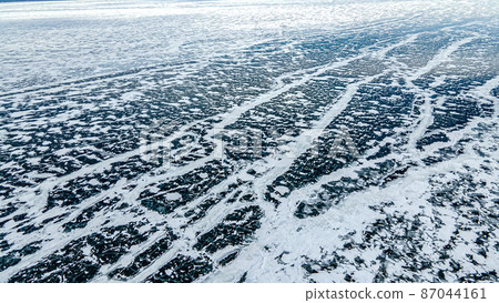Frozen waters and textures from aerial 87044161