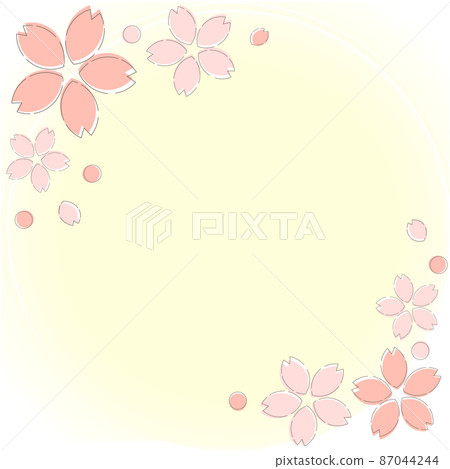 Background illustration material ｜ Cute and simple spring fluffy cherry blossom frame separately 87044244