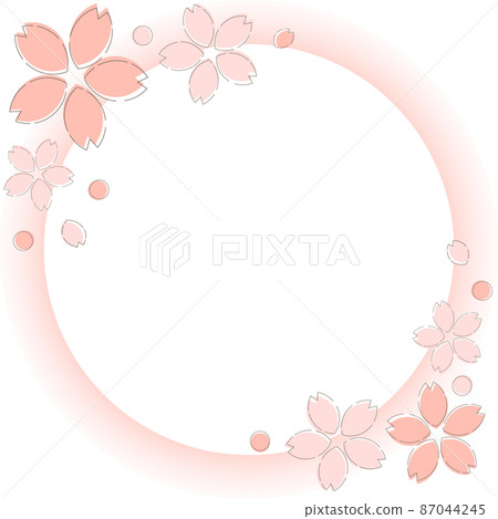 Background illustration material ｜ Cute and simple spring fluffy cherry blossom frame separately 87044245