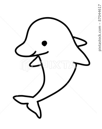 Dolphin standing black and white - Stock Illustration [87044617] - PIXTA