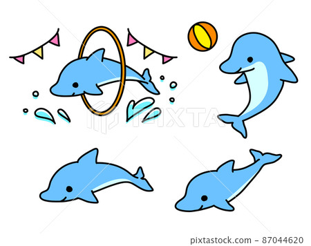 Dolphin illustration set color 87044620