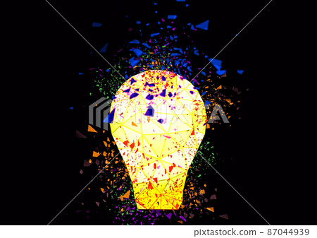 Illustration of a colorful light bulb exploding Illustration of a colorful light bulb exploding 87044939