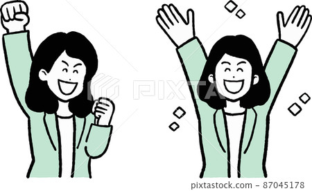 Illustration set of women who achieved their goals Illustration set of women who achieved their goals 87045178