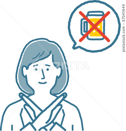 Business woman who refuses to drink alcohol Business woman who refuses to drink alcohol 87045649