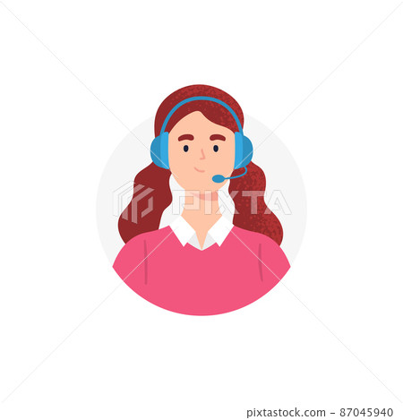 An avatar of woman from a call center. Live chat operators, hotline operator, assistant with headphones. Online global technical support 24 7. Vector flat illustration. An avatar of woman from a call center. Live chat operators, hotline operator, assistant with headphones. Online global technical support 24 7. Vector flat illustration. 87045940