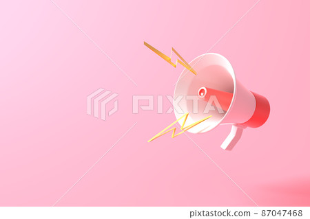 Red-White megaphone on pink background 3D rendering. speaker speech for your text super sale. illustration Red-White megaphone on pink background 3D rendering. speaker speech for your text super sale. illustration 87047468
