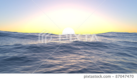 3D rendering sea on blue sky sunset. Ocean surface panorama.Landscape sunlight background. Surface seascape on scene summer season.Travel wallpaper.Nature wave water horizontal. Outdoor in sea 3D rendering sea on blue sky sunset. Ocean surface panorama.Landscape sunlight background. Surface seascape on scene summer season.Travel wallpaper.Nature wave water horizontal. Outdoor in sea 87047470