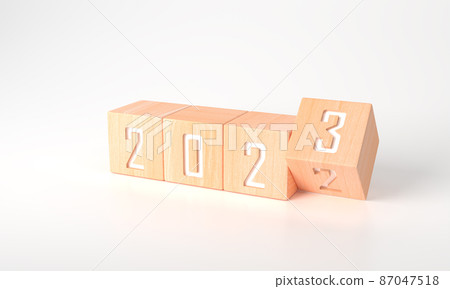 3d rendering of Business plan or Happy new year in 2023 concept for business strategy and development. Minimal wooden cubes "2022" to "2023" text on white background and copy space. Banner new plan. 3d rendering of Business plan or Happy new year in 2023 concept for business strategy and development. Minimal wooden cubes "2022" to "2023" text on white background and copy space. Banner new plan. 87047518