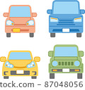 4 types of car illustrations seen from the front 87048056