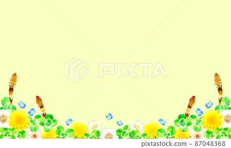 春天花朵的可愛背景植物手繪水彩插圖背景材料 87048368